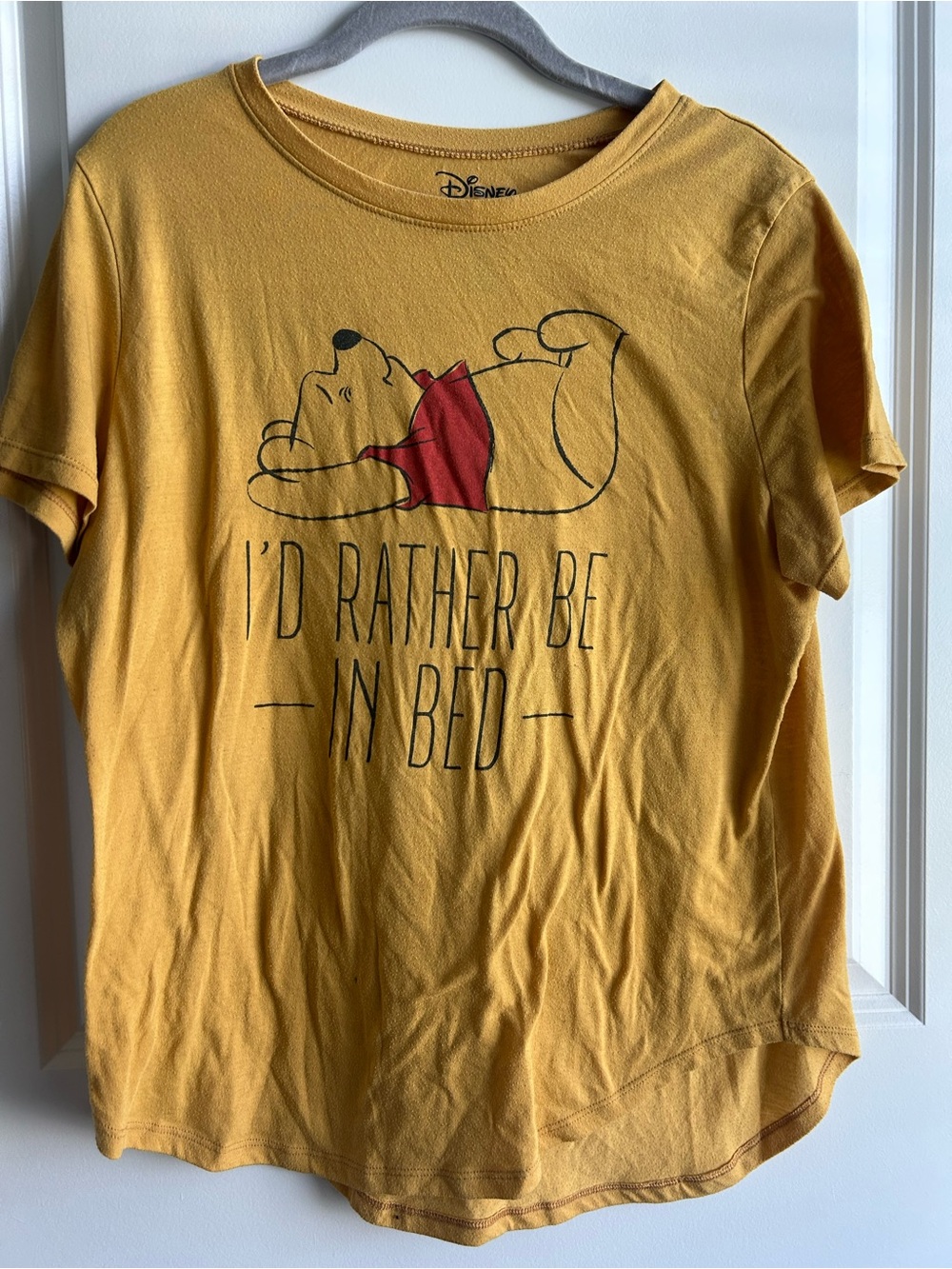 Disney Mustard Yellow Winnie the Pooh Graphic Tee with Red Accent